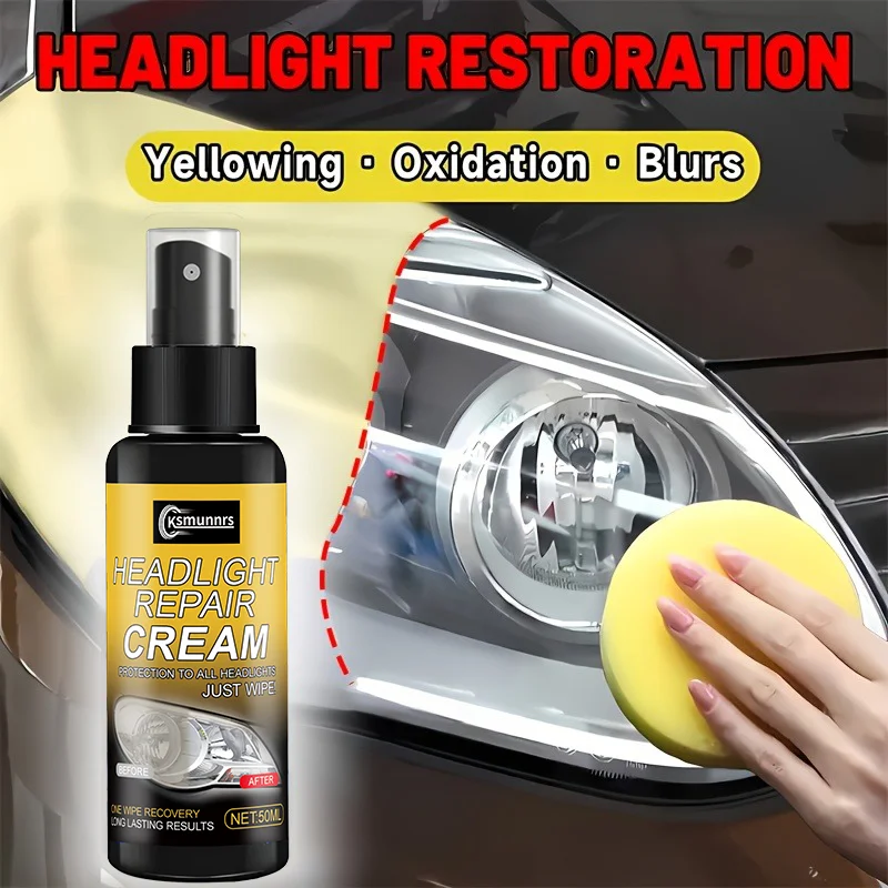 Car headlight restoration spray, professionally removes yellowing and oxidation, effectively boosts headlight brightness and ens