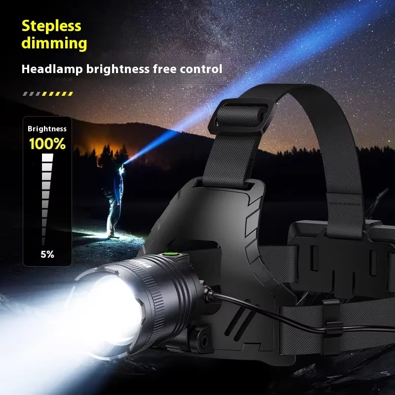 PHILIPS SFL3341 Head flashlight 10W Zoomable  Headlamp, Super-Bright Laser Flashlight for Night Fishing/Mining/Outdoor (3600mAh)