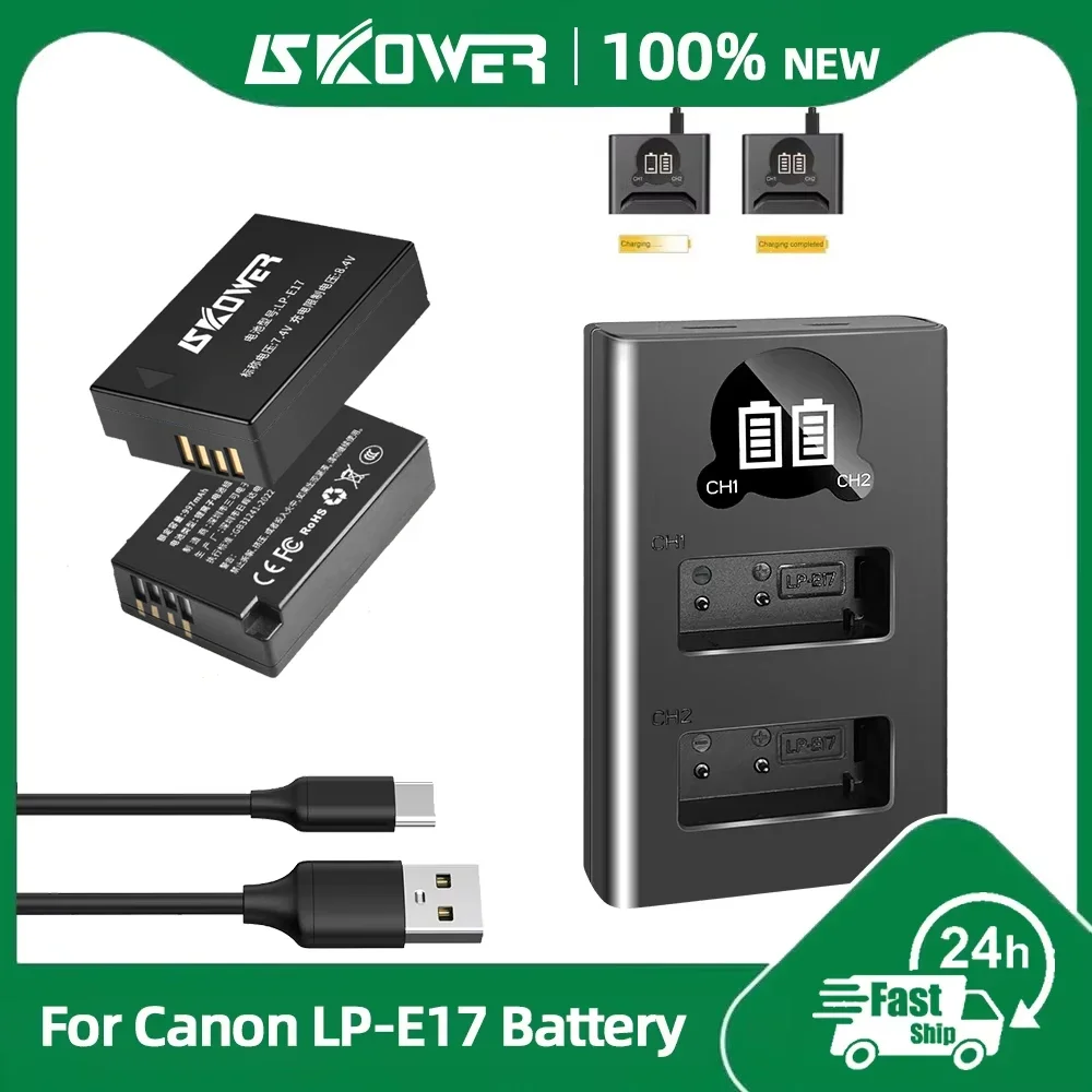 LP-E17 Battery for Canon Cameras EOS 200D Mark II M3 M5 M6 750D 760D 77d 800D 850D R50 RP R8 R10 T8i T7i T6s LP-E17 Dual Charger