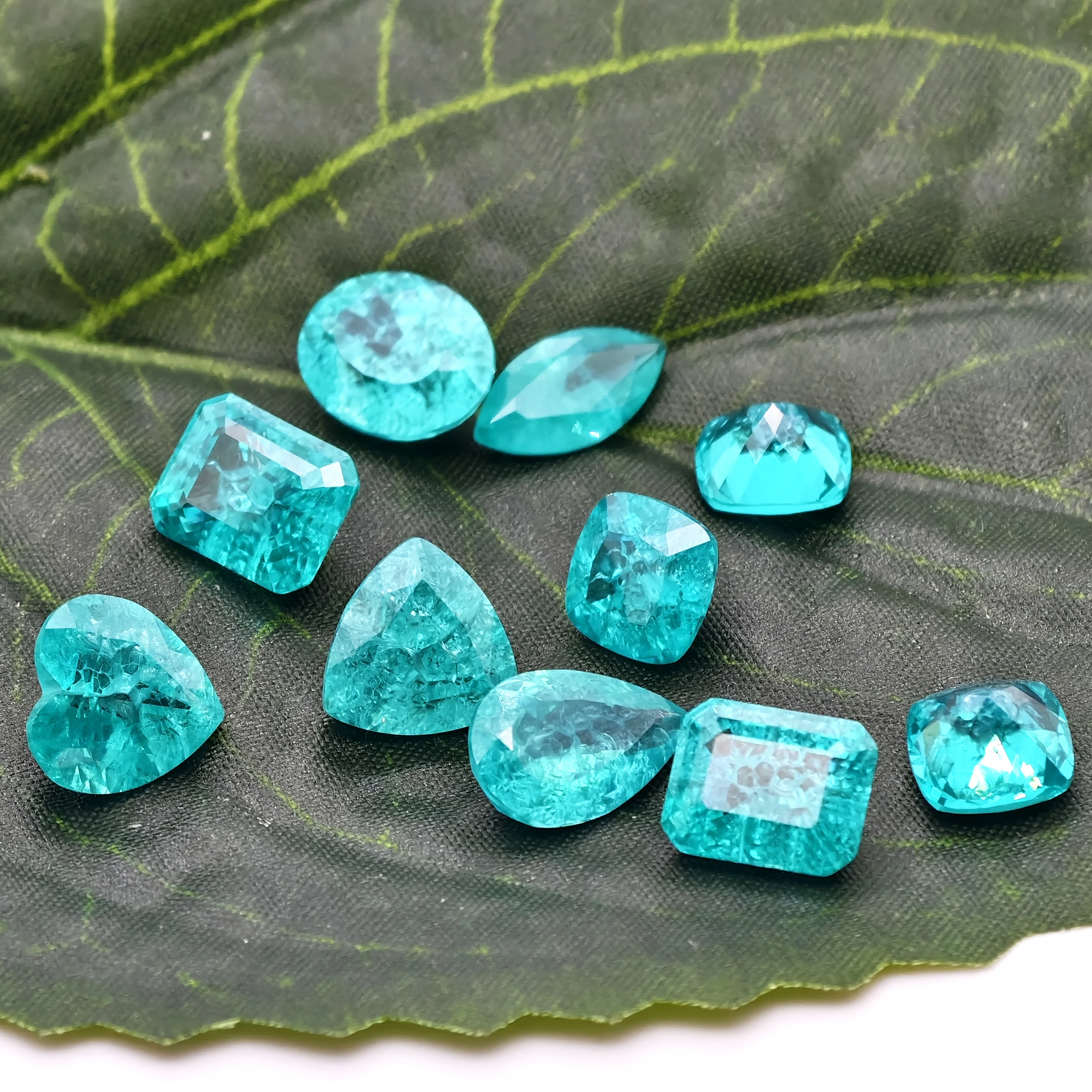 Paraiba YAG Yttrium Aluminium Garnet Heart/Cushion/Emerald/Pear//Oval/Asscher/Trilliant/Marquise Crushed Ice Gemstone with AGL