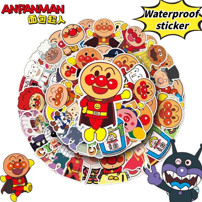 New Anpanman Baikinman Creative Cute Anime Merchandise Waterproof Stickers Personalized Simple Cartoon Decals for Decoration