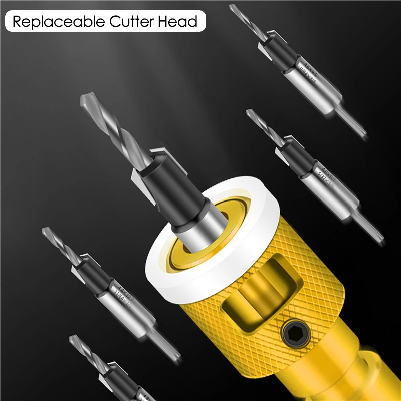 5pcs Set Adjustable Limit Countersink Bit Router Bit Set Woodworking Milling Cutter Step Drill Hole Opening Tool