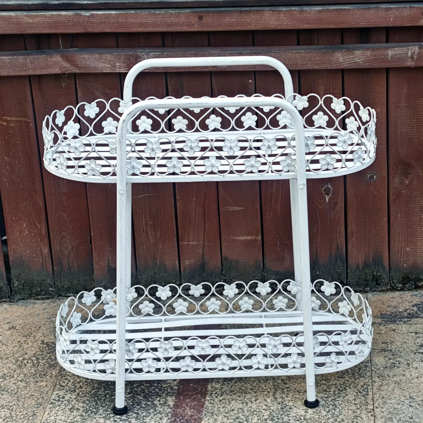 

CL wrought iron double-layer flower stand, pot slot, indoor and outdoor balcony, courtyard decoration cabinet