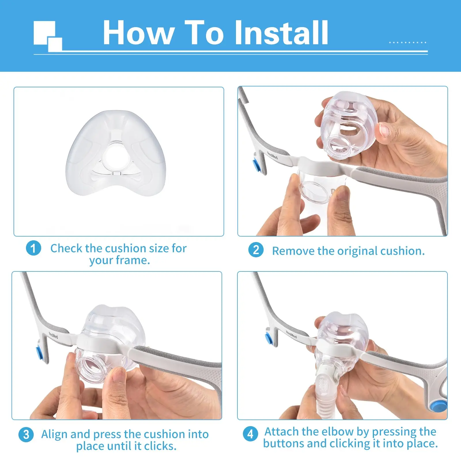 Replacement Mask Cushion for AirFit N20- Snug Fit & Secure Seal Nasal Cushions Compatible with Original Frame