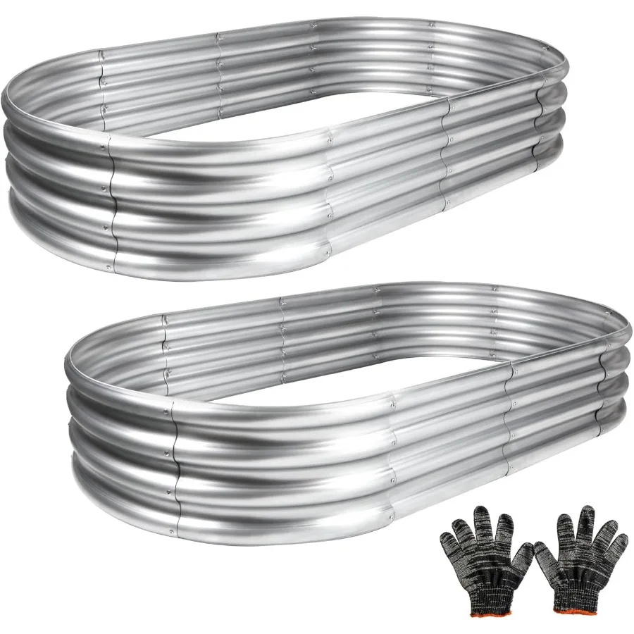 

2Pcs Raised Garden Bed Galvanized Planter Raised Garden Beds for Outdoor 4x2x1ft Vegetables Flowers andHerbs Heavy Duty Metal R