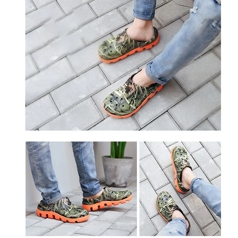 New Sandals And Slippers Men Women Outdoor Couple Soft Bottom Non-Slip Garden Hole Shoes Casual printed Beach EVA Baotou Clogs