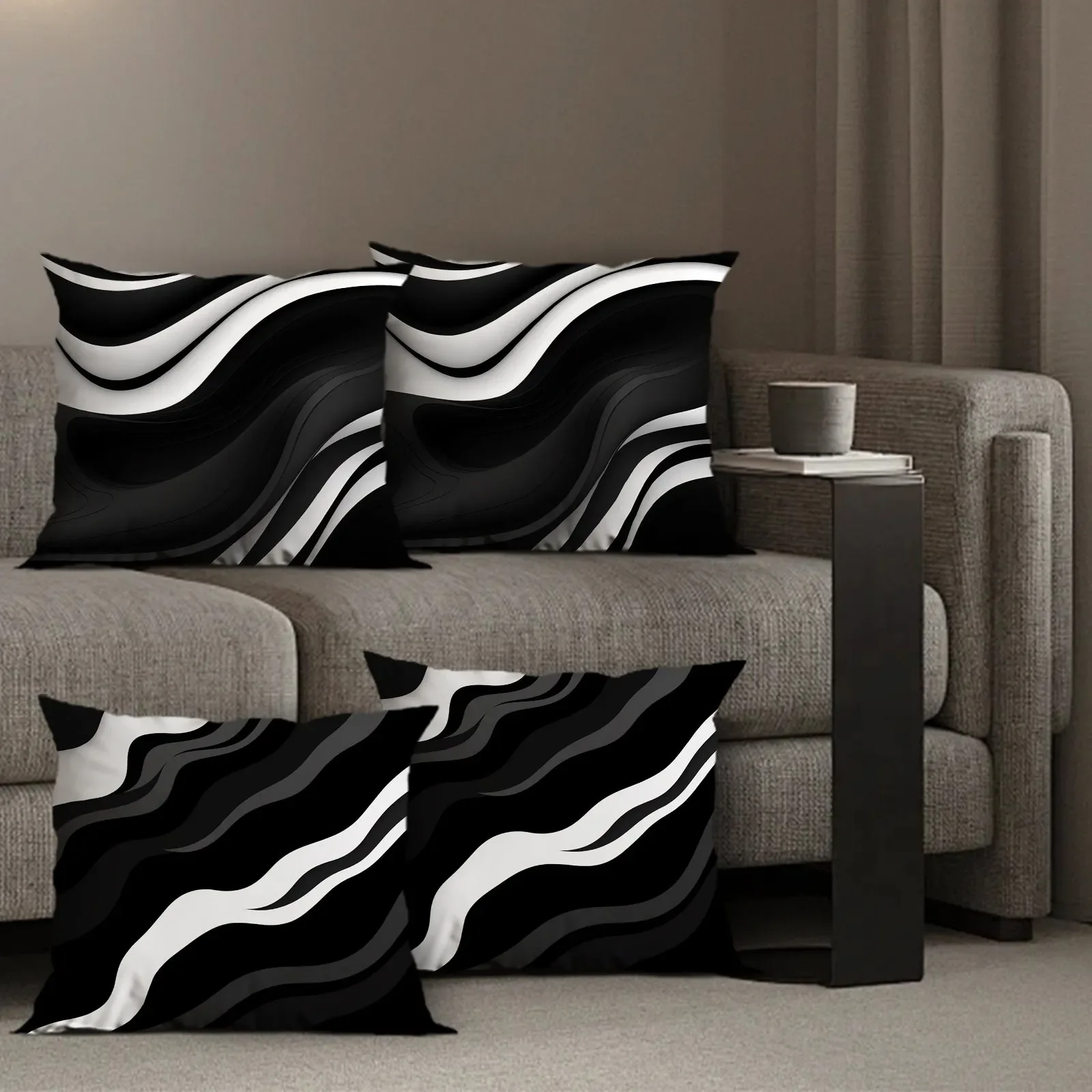 

Black and white geometric pillowcase, pillowcase ultra-soft polyester material living room sofa back car pillowcase decoration