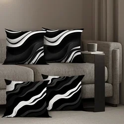 Black and white geometric pillowcase, pillowcase ultra-soft polyester material living room sofa back car pillowcase decoration