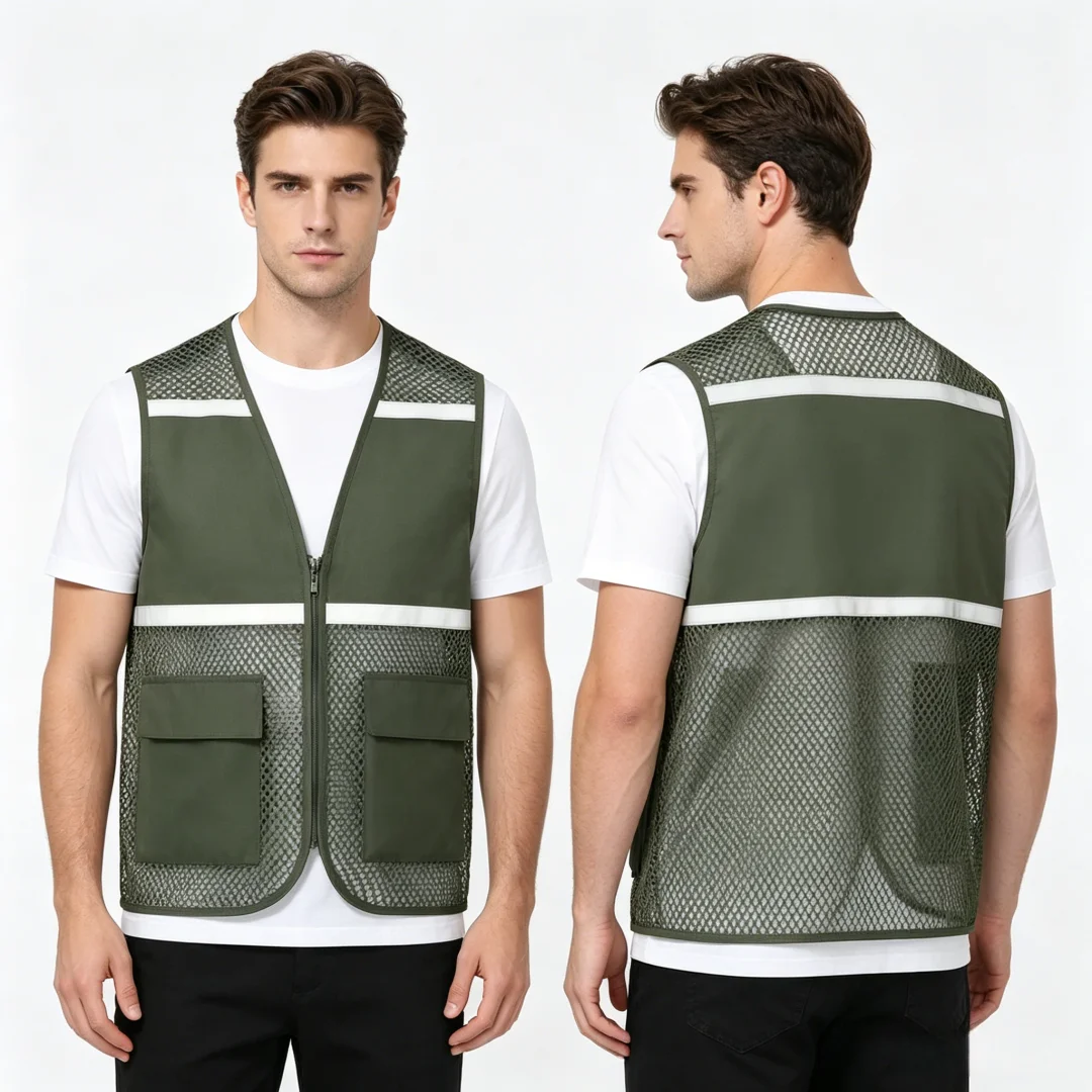 Printing Logo Mesh Fishiing Style Sleeveless Thin Breathable Vest Event Volunteer Vest Summer Camping & Hiking and Hunting work