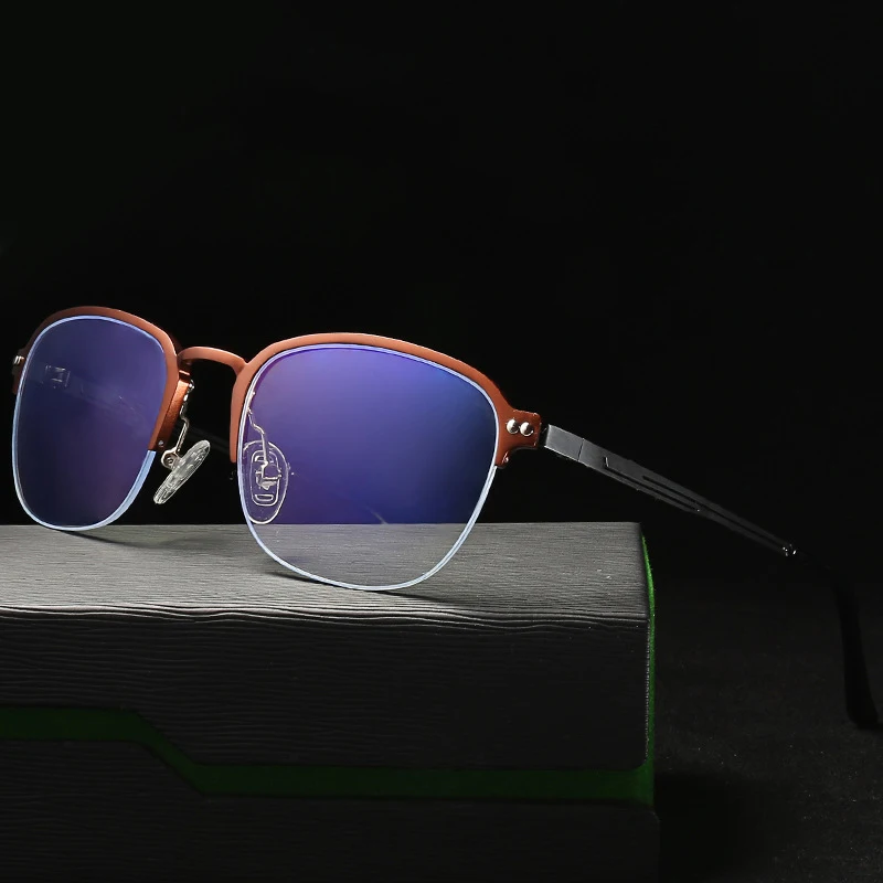 

Man Women Titanium Half-Frame Men's Business Anti-blue Light Glasses Myopia Frame Prescription Optical Lenses Eyeglasses Frames