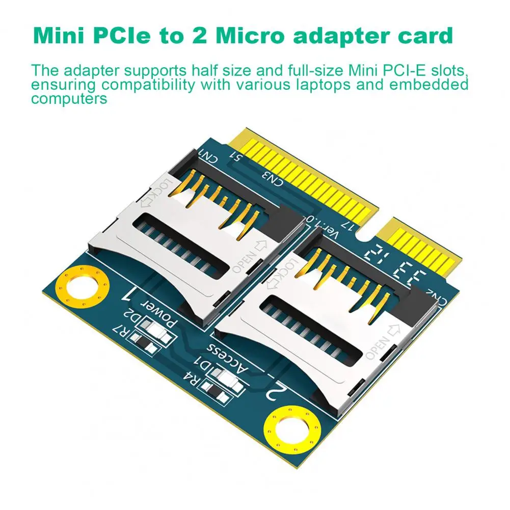 Полноразмерный адаптер Mini Pci-e, совместимый с двумя Tf-картами, универсальная совместимость, адаптер Mini Pci-e со светодиодом для беспроводной связи