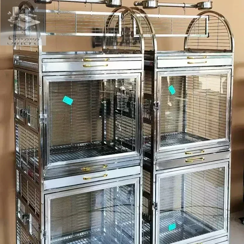 

Double-layer large parrot cage breeding cage 304 stainless steel multi-layer parrot cage is strong and durable