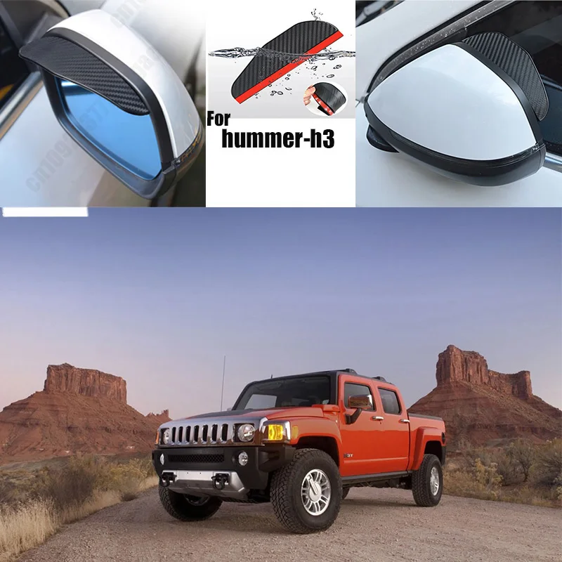 

For hummer-h3 2PCS Car Rearview Mirror Rain Eyebrow Visor Carbon Fiber Car Rearview Side Snow Sun Visor Rain Cover