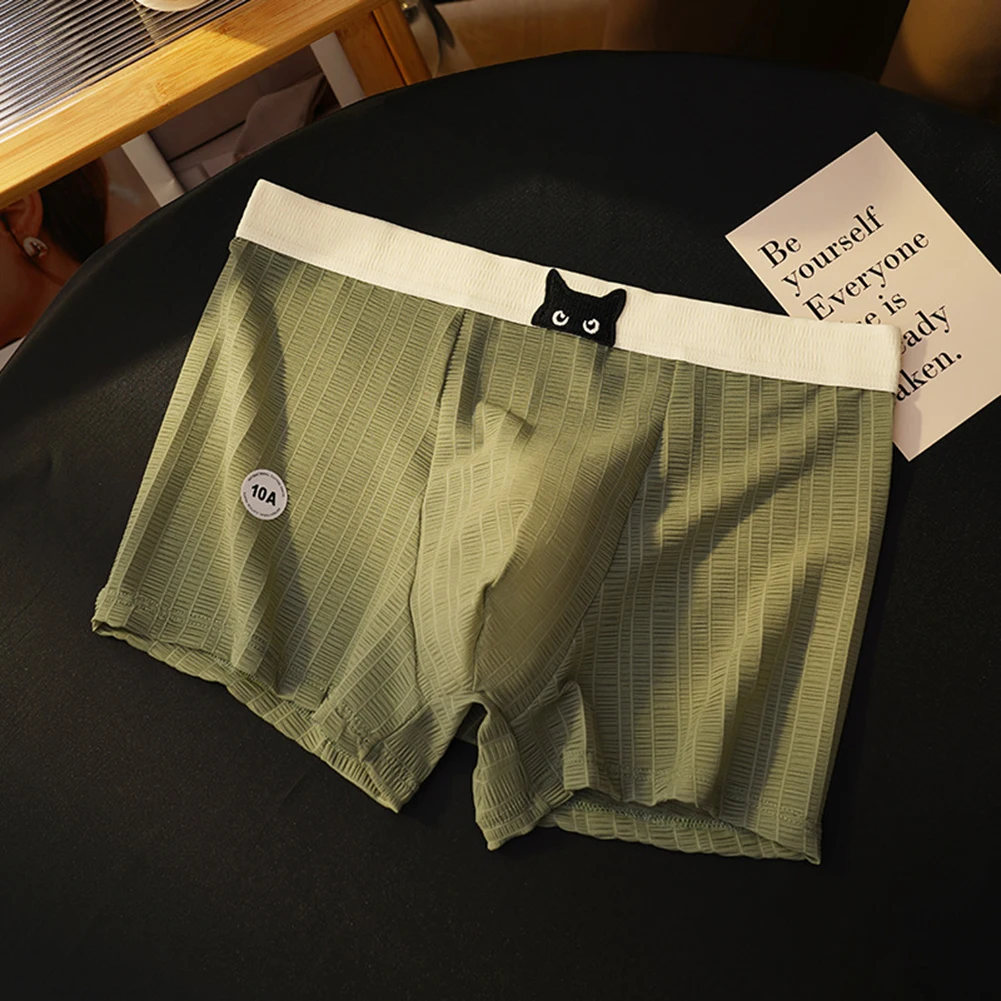 

Men's Panties Breathable Lingerie Gay Sissy Bulge Pouch Underwear Elastic Waist Mesh Boxers Briefs Trunks Underpants Knickers