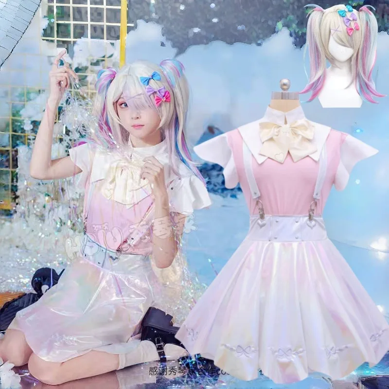 

Anime Angel Sugar Cosplay Costume Tangtang Chan Lolita Leather Dress JK Uniform Skirt Wig Suit Women Halloween Roleplay Outfit