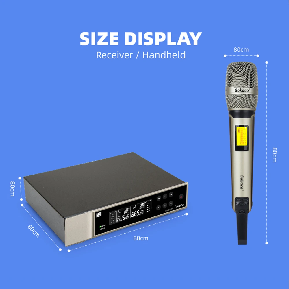 EW9000 Dual UHF Wireless Microphone with Handheld bodypack Lapel Headset Headworn Mic for Karaoke System Speech Party