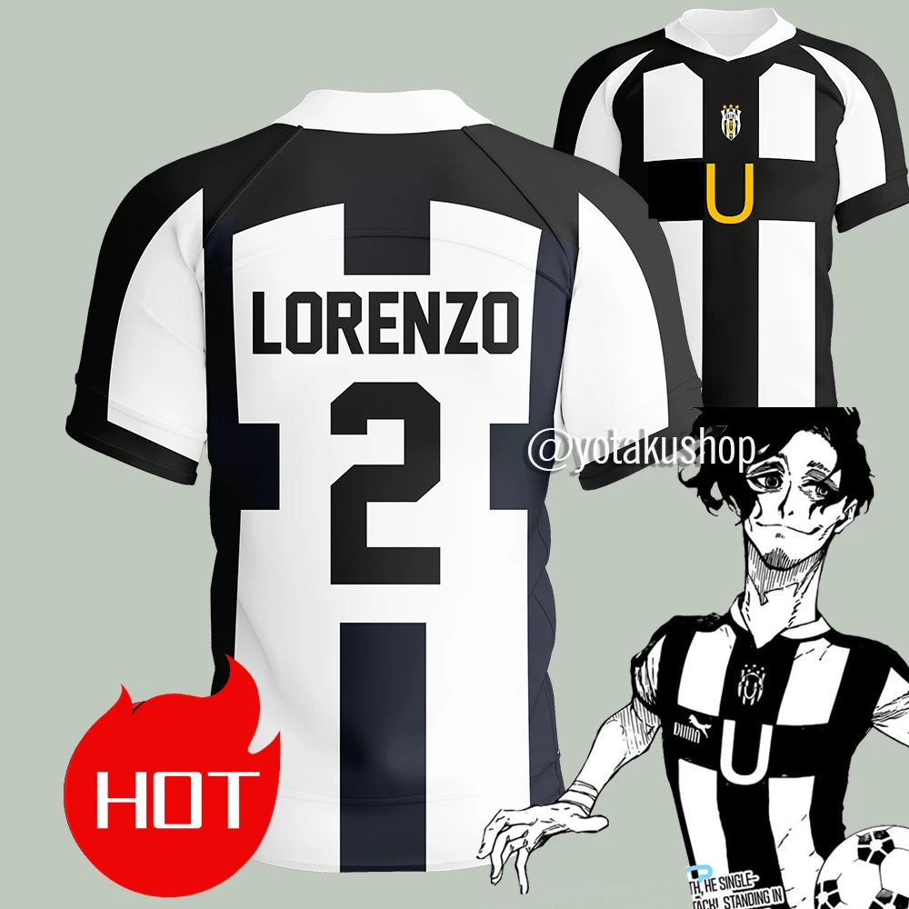2025 Blue Lock Ubers Jersey Soccer V-neck T Shirts Cosplay Uniforms Barou Aiku Lorenzo T Shirt Unisex Uber Street Wear Tops image 2