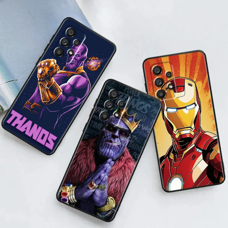 Marvel Iron Man Thanos For Samsung A53 A52 A33 A32 A51 A71 A21S A13 A73 A55 A22 A23 A35 A72 A54 A12 5G Black TPU Phone Case