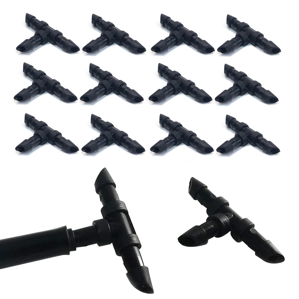 

200 Pcs Plastic Barbed 3-Way Tee Connector for 4/7mm Tubing Watering Pipe Hose Couplings Micro Drip Irrigation Garden Tools