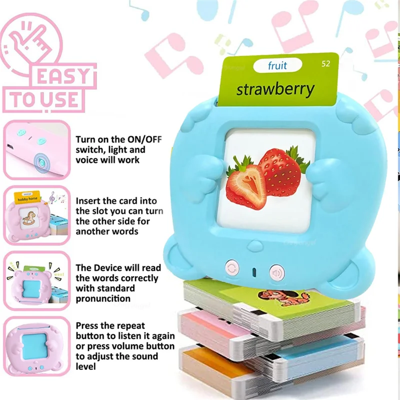 ODIES-Libro audio elettronico per bambini Schede flash parlanti Macchina per l'apprendimento dei più piccoli Strumenti linguistici precoci