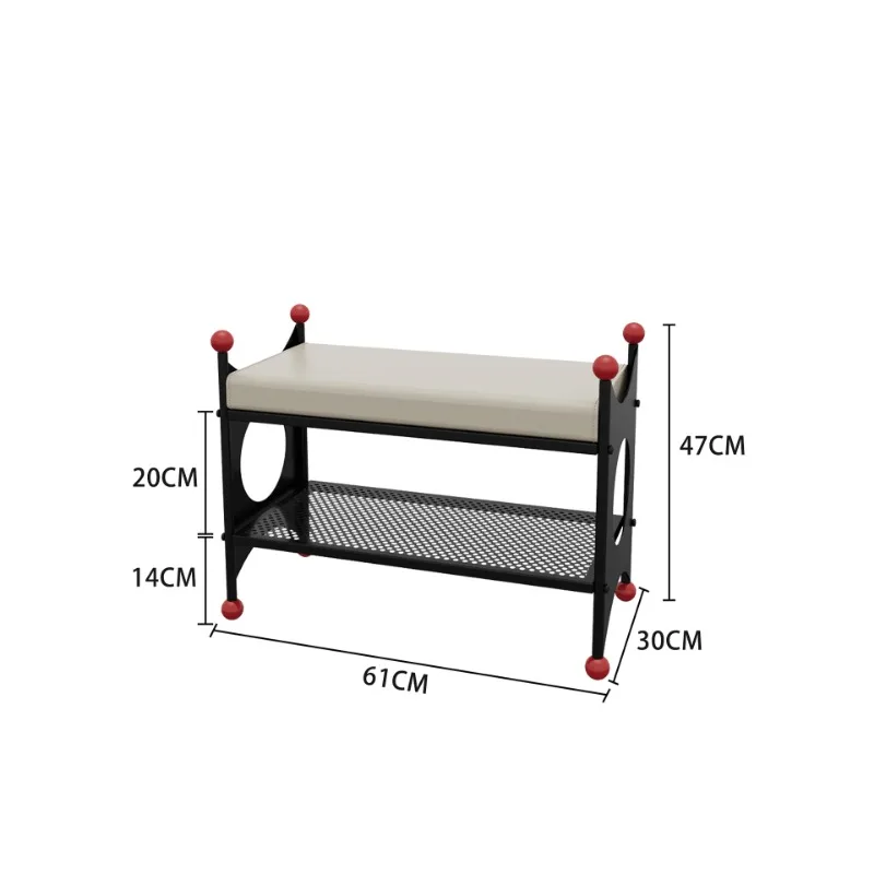 French Elegant Entryway Bench Creative Shoe Ottoman with Cushion Vintage Style Hallway Seat & Shoe Rack for Living Room Porch