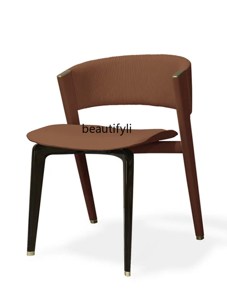 

Light Luxury Italian Solid Wood Dining Chair Simple Small Apartment Living Room Dining Table and Chair Negotiation Arm Chair