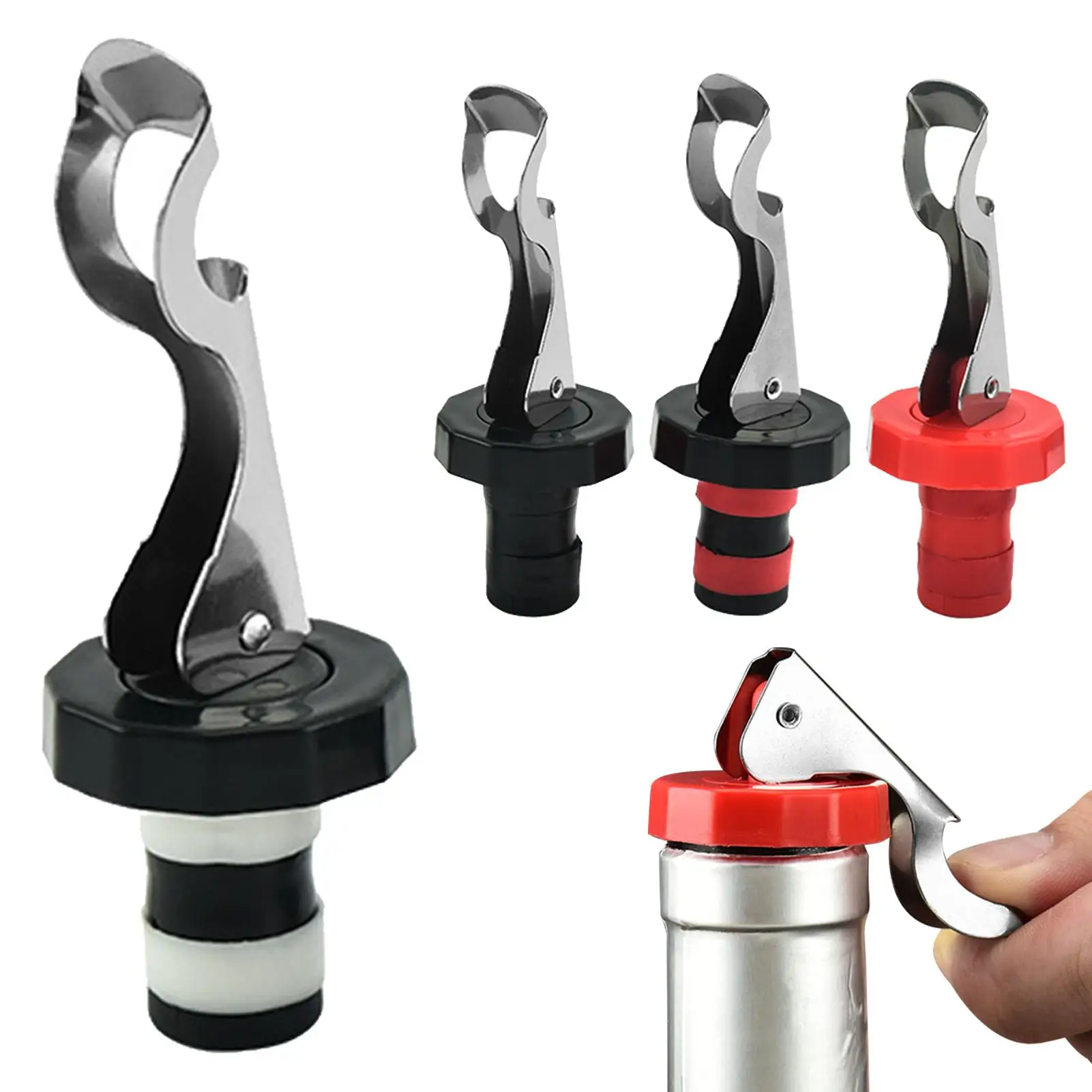 4pcs Wine Bottle Stopper Wine Bottle Plugs Bar Hand Press Sealing Champagne Beers Cap Cork Plug Seal Lids Vacuum Fresh-keeping