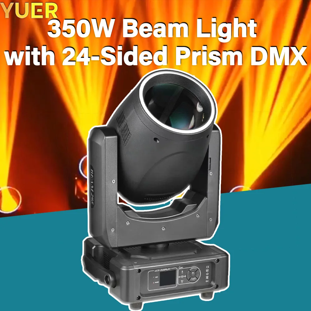 YUER NEW 350W Beam Light with 24-Sided Prism DMX512 RGB LEDs for Stage Events Concerts Parties DJ Disco Bars