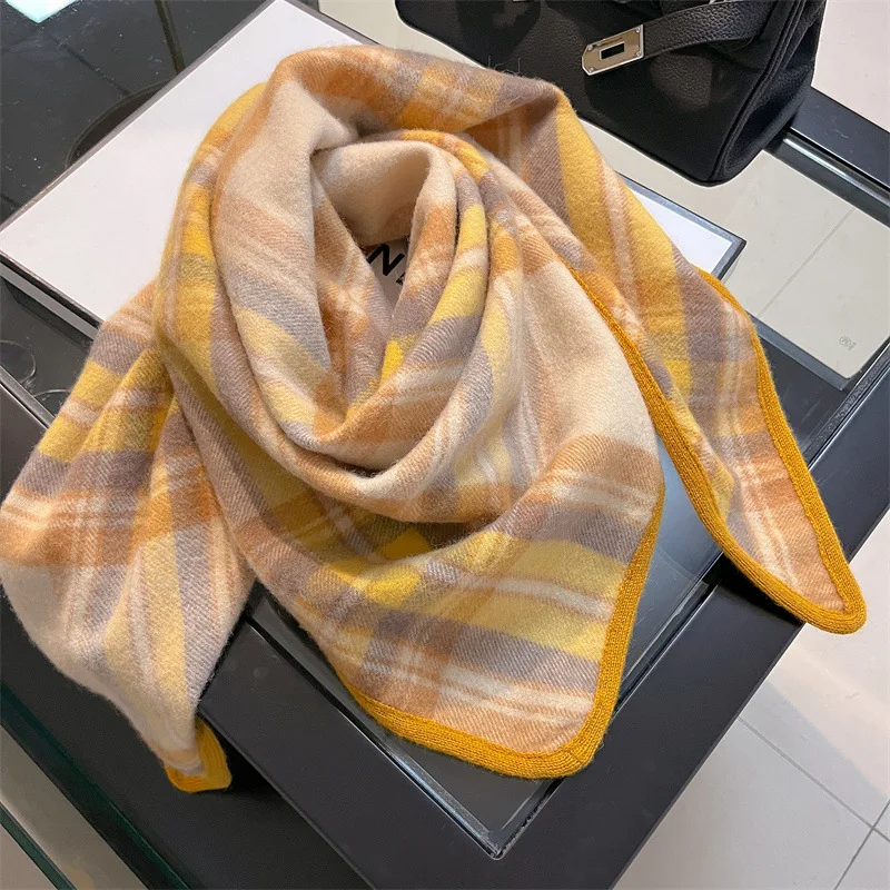 

Winter Pure CashmereThicken Warm Shawl Scarf Women Long Female Scarves Lady Color Lattice Tassel Shawl Wraps Outdoor Windproof