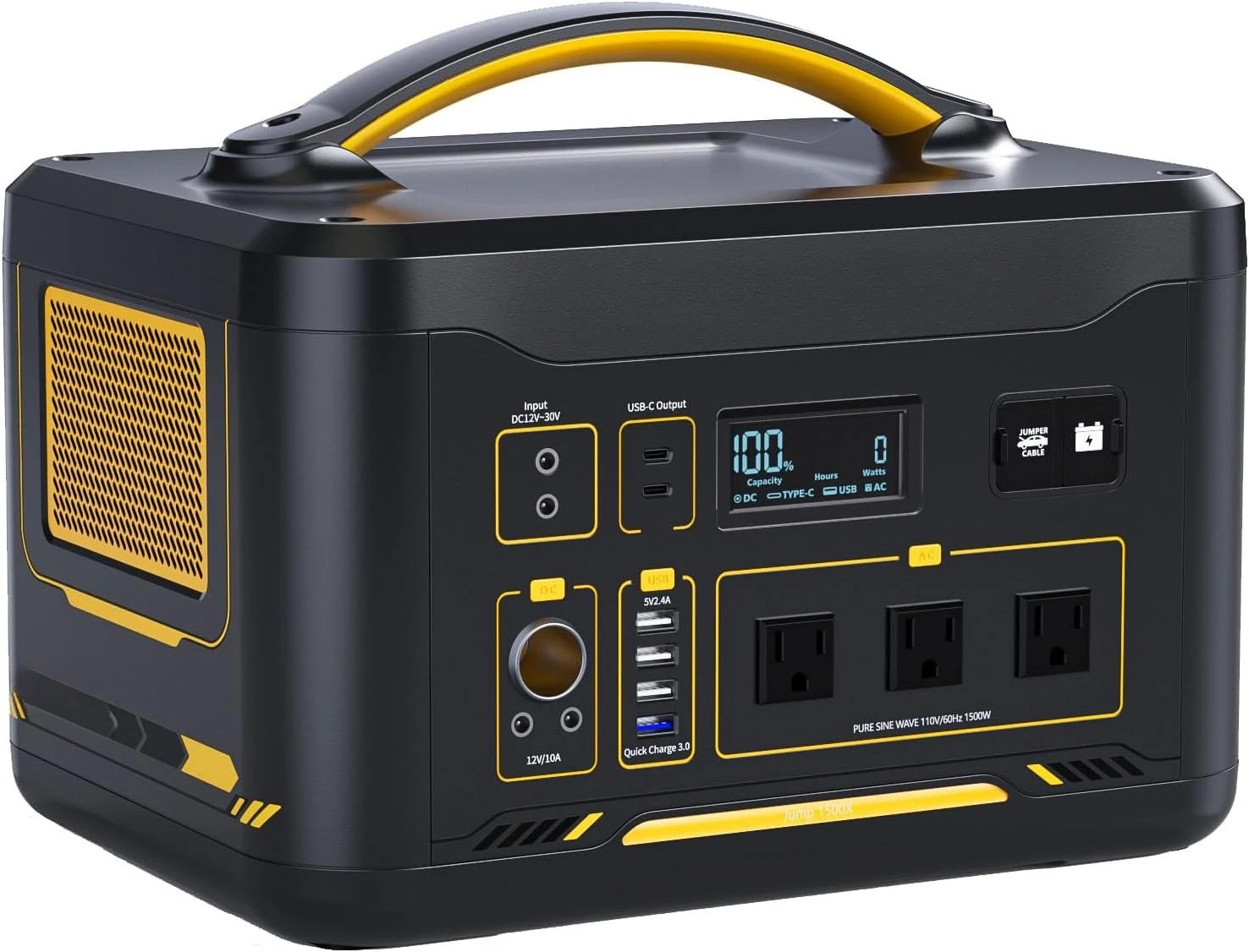 1500X Portable Power Station 1500W (3000W Peak), 828Wh LiFePO4 (LFP) Battery Powered Generator with Expandable Capacity