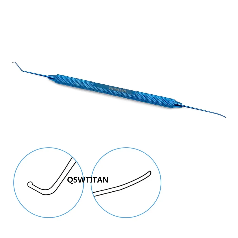 Ophthalmic lens Manipulator hook 125mm Double ended hook tool Titanium Double Eyelid hook Instrument