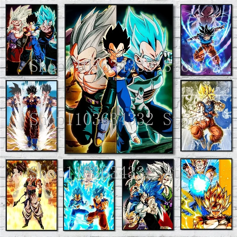 

Classic Anime Dragon Ball Poster Goku Vegeta Print High Quality Canvas Painting Suitable for Bar Cafe Home Wall Art Decoration