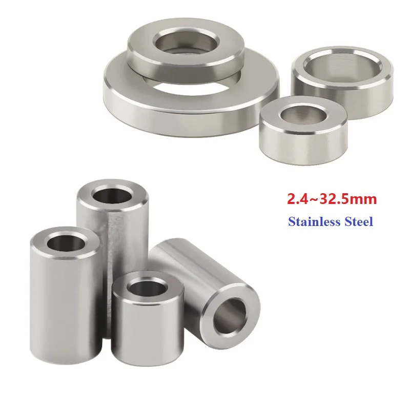 

304 Stainless Steel 2.4~32.5mm Sleeve Unthreaded Bushing Washer Wearing Spacer Round Hollow Standoff Straight Through Gasket New
