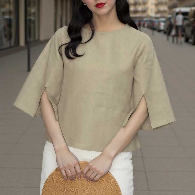 ZANZEA automne femmes Blouse couleur unie mode 3/4 manches décontracté ample fendu manchette tunique hauts coréen vacances tuniques Blusas Femme