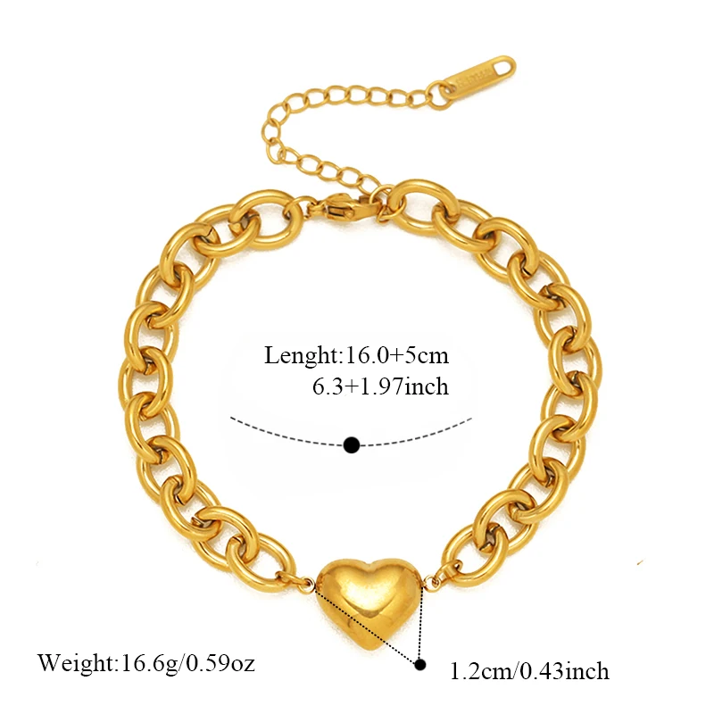 EILIECK Neue Mode Edelstahl Metall Goldenes Herz Halskette Armband Set für Frauen Wasserdichter Hypoallergener Schmuck Geschenk – Detail 7