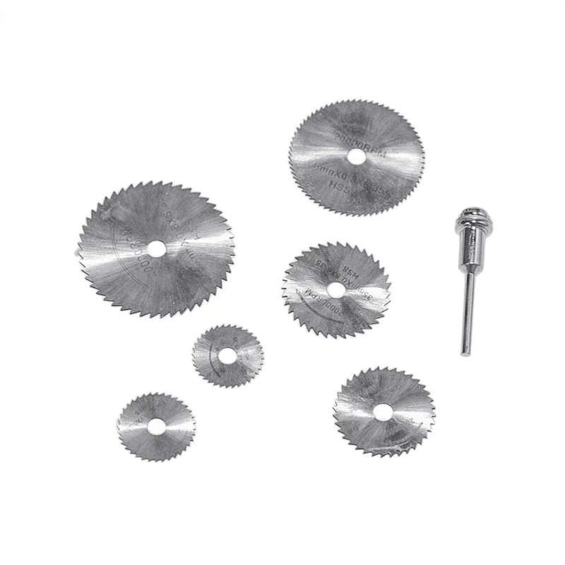 7 szt. Mini zestaw piły tarczowe ze stali szybkotnącej z trzpieniem 3.17mm tarcze tnące do szlifowania cięcia HSS narzędzie obrotowe