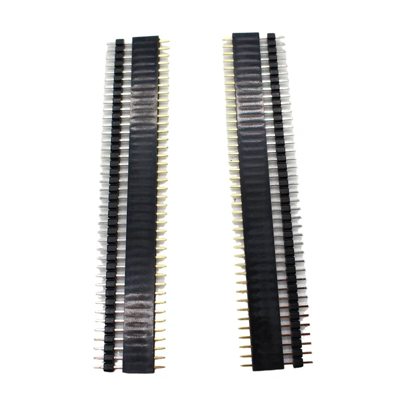 20pcs 10 pairs 40 Pin 1x40 Single Row Male and Female  2.54 Breakable Pin Header PCB JST Connector Strip for Arduino Black