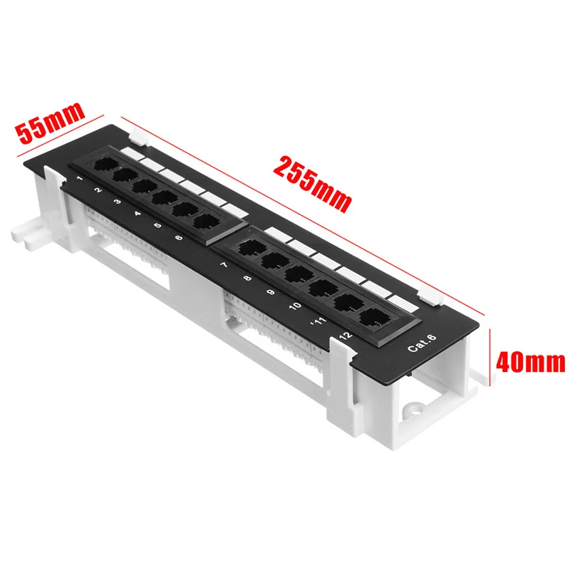 Network Tool Kit 12 Port CAT6 Patch Panel RJ45 Networking Wall Mount Rack with Surface Wall Mount Bracket