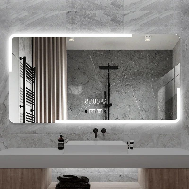 

Rectangle Light Bathroom Mirror Led Smart Bluetooth Aesthetic Bathroom Mirror Unbreakable Safety Espejo Pared Bathroom Supplies