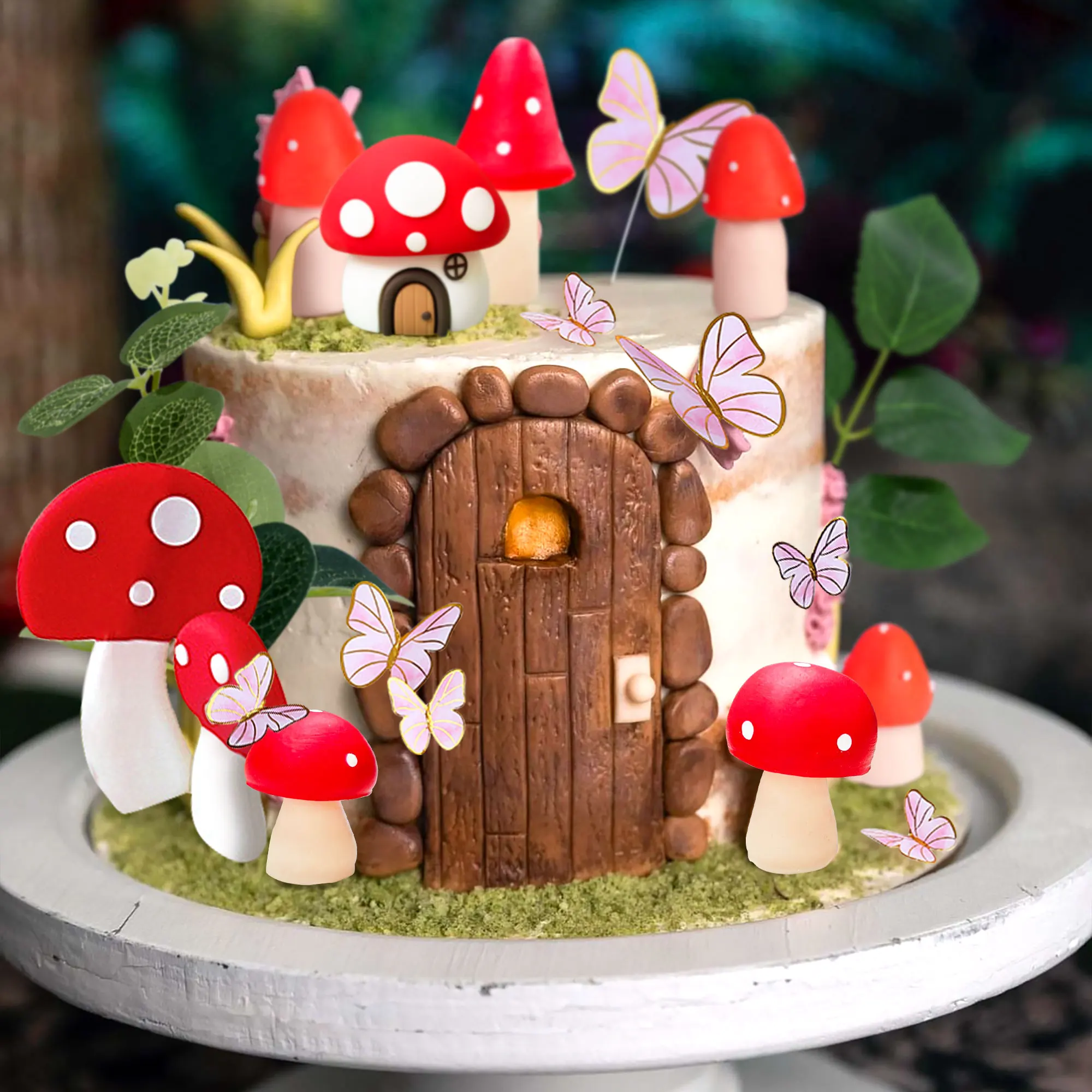 LaVenty Rosa Pilz Haus Kuchen Dekoration Pilz Kuchen Dekoration Fee Kuchen Dekoration Garten Fee Kuchen Dekoration – Detail 10