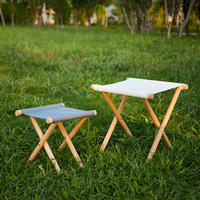 Outdoor Folding Stool Solid Wood Portable Camping Chair for Fishing Home Use Soft Padded Seat Rustic Small Folding Bench