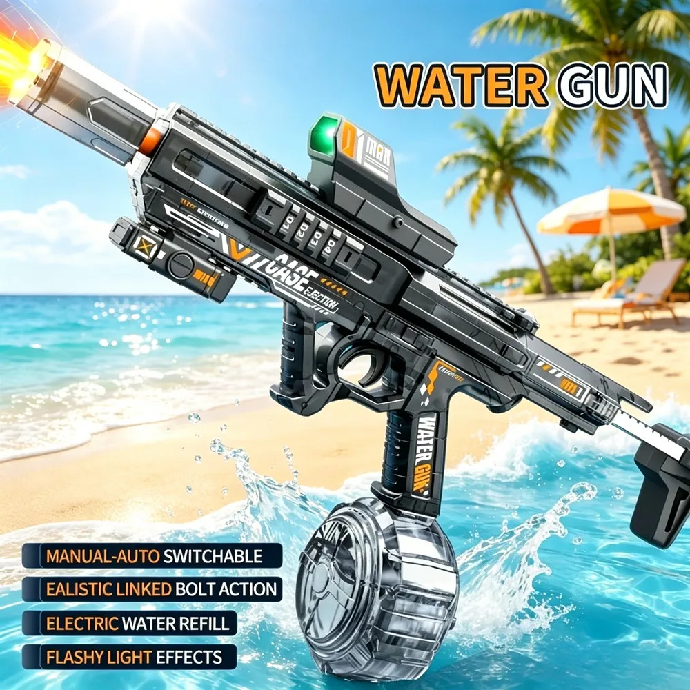 

Kids Electric Water Gun with Light Effects Fast Shooting Long Range Summer Pool Toy Children's Birthday Holiday Gifts