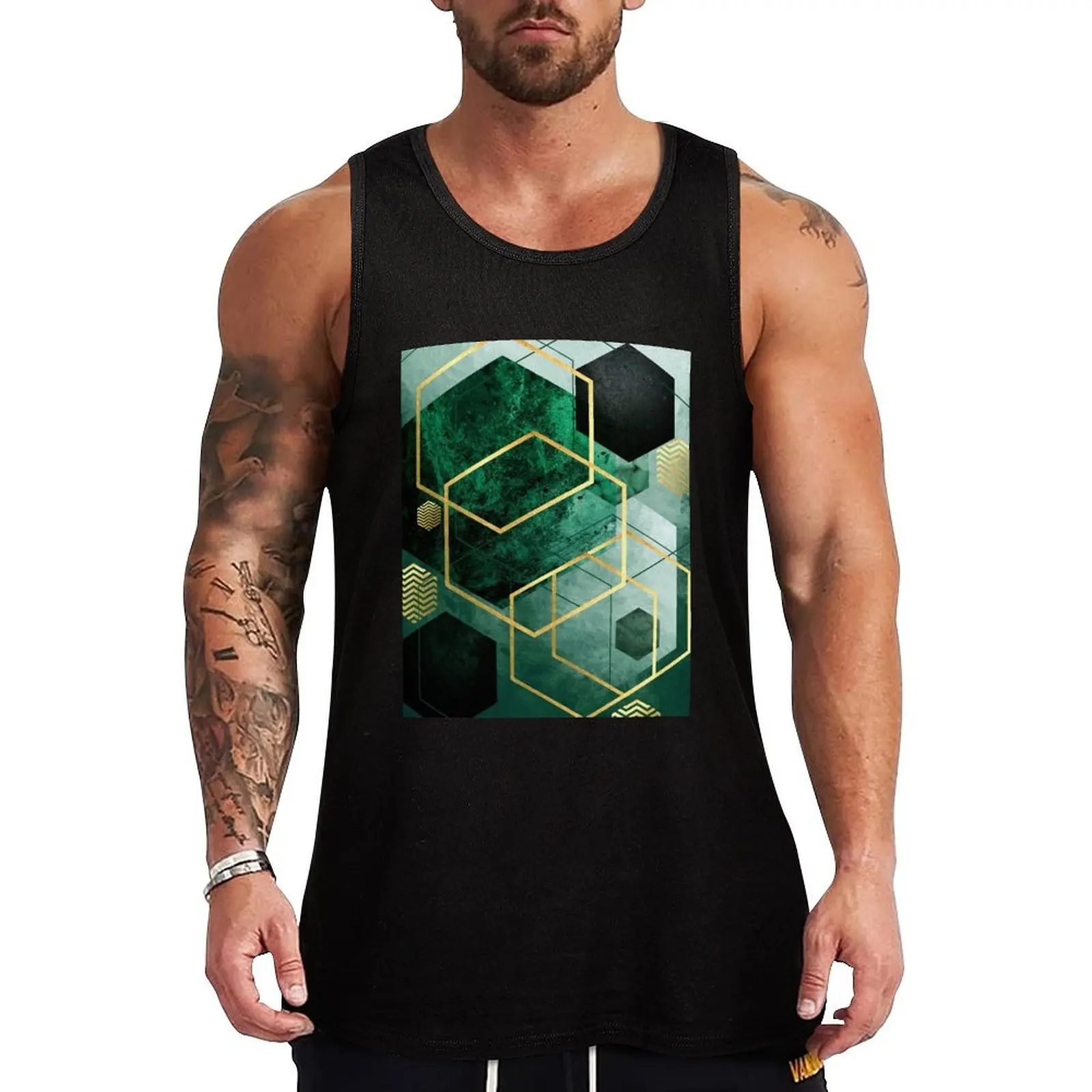 Emerald Green Geo Tank Top Active Tank Top Lightweight Workout Gym Sleeveless