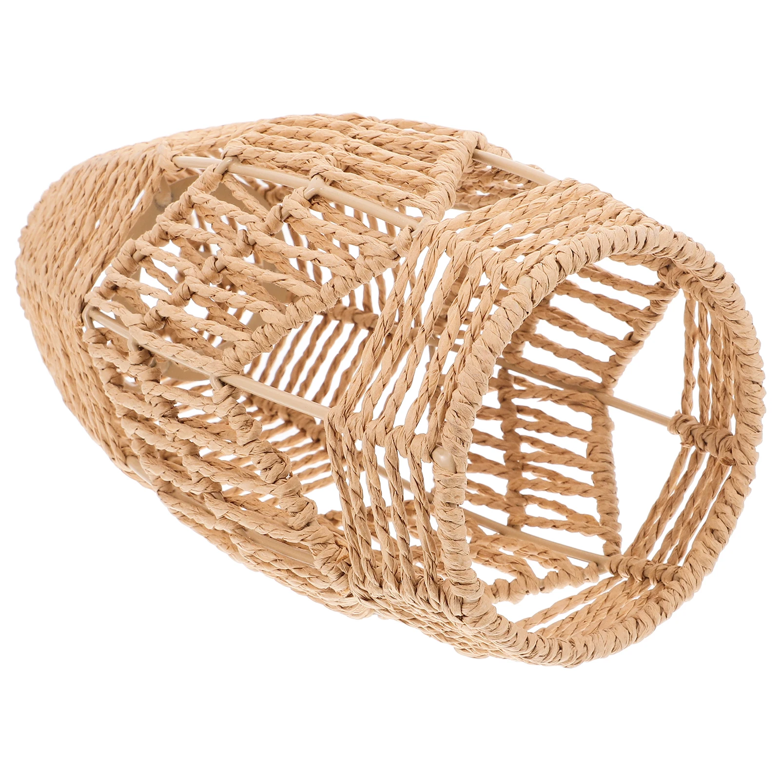 

1pc Paper Rope Pendant Lamp Shade Handwoven Rattan Light Cover Boho Woven Ceiling Fan Lamp Cage Hanging Bulb Guard For Home
