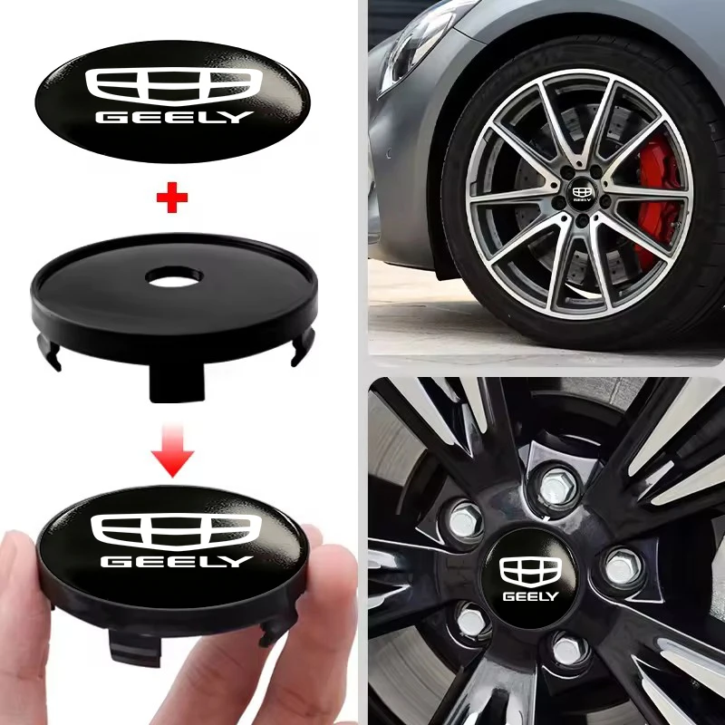 60mm Universal Wheel Center Hub Cap 4Pcs Anti Scratch Rim Hub Protector Cover For Geely Tugella Coolray Atlas Pro Emgrand