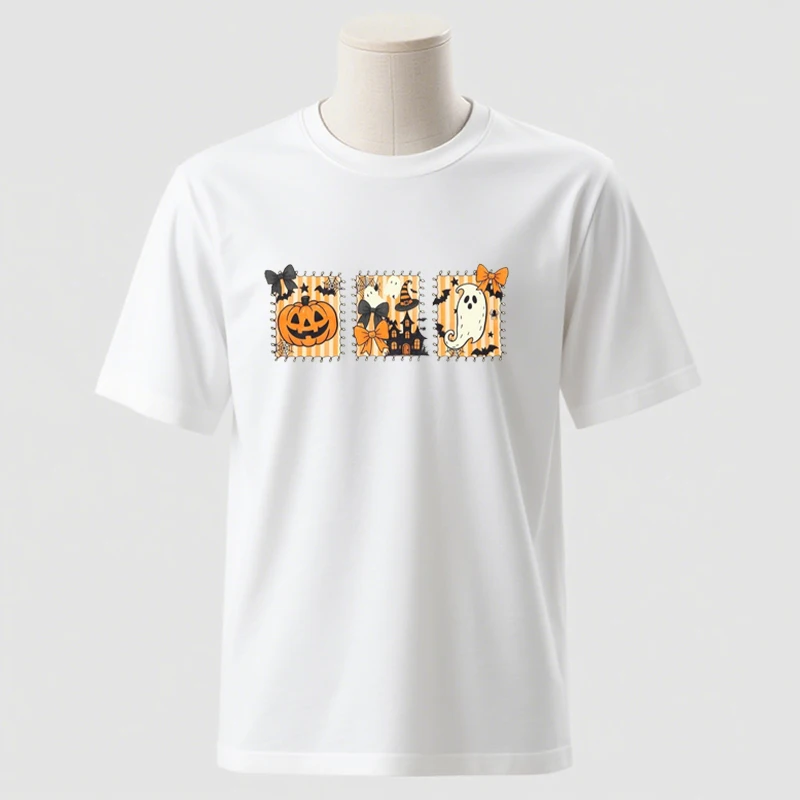 

Волшебные рубашки Хэллоуин Призрак Высококачественная хлопковая футболка Женская рубашка с тыквенными бантами Призрачная рубашка Спортивная рубашка Жуткий сезон Футболка Dead Lift