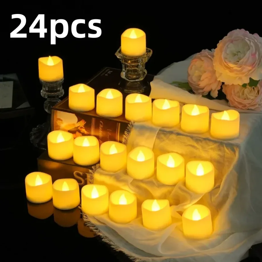 

Светодиодные свечи без пламени, 24 шт. в коробке, 2 типа, имитация электрических свечей, для свадеб, Рождества, Хэллоуина, вечеринок, праздничного декора