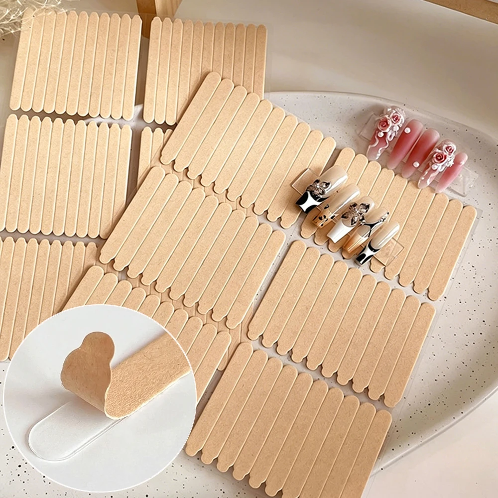 60/66Pcs Press on Fake Nails Double Adhesive Tape Transparent Glue Stickers for False Nails Practice Display Stand Manicure Tool