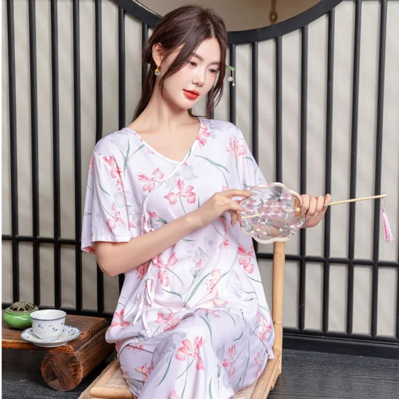 Pyjamas Summer Women's Clothing Sets New Thin Home Loose Cozy Affordable Soft Elegant High-quality Casual Cool Breathable Mature