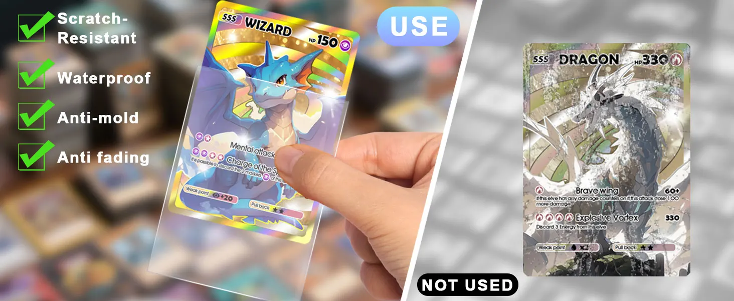 66 x 91 mm transparente innere Kartenhüllen, 100/300 Stück, hochtransparenter, kratzfester Schutz für Pokemon TCG Yugioh Sport-Sammelkarten – Detail 9